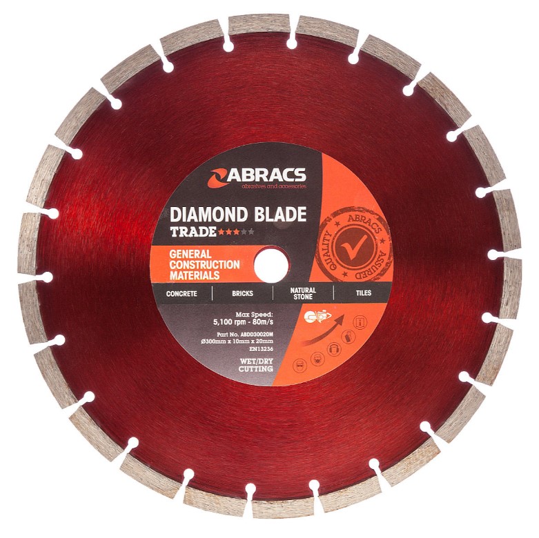 300mm x 10mm x 20mm DIAMOND BLADE TRADE GENERAL CONSTRUCTION MATERIAL ABRACS