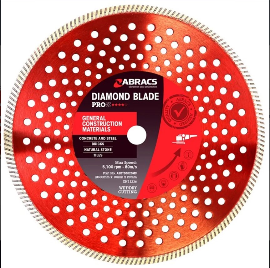 300mm x 10mm x 20mm DIAMOND BLADE PRO-X GENERAL CONSTRUCTION MATERIAL ABRACS