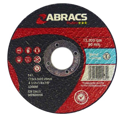 115mm x 3.0mm x 22mm FLAT METAL CUTTING DISC PROFLEX ABRACS
