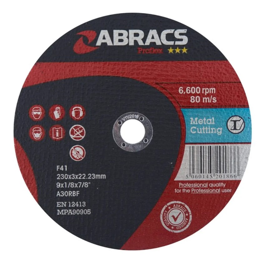 230mm x 3.0mm x 22mm FLAT METAL CUTTING DISC PROFLEX ABRACS