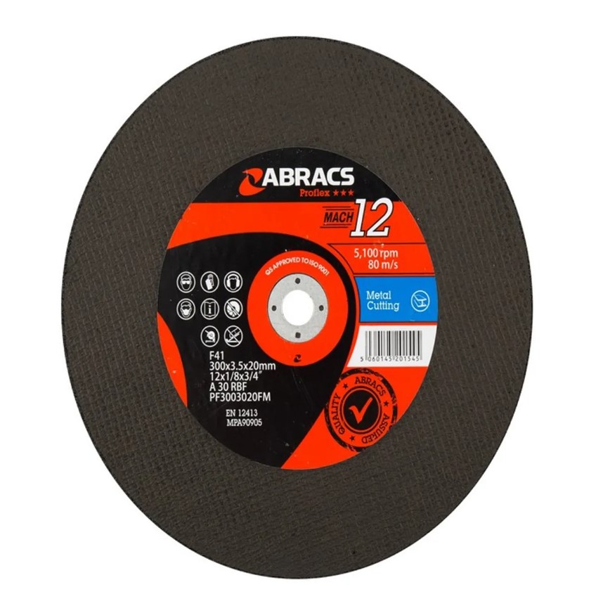 300mm x 3.5mm x 20mm FLAT METAL CUTTING DISC PROFLEX ABRACS