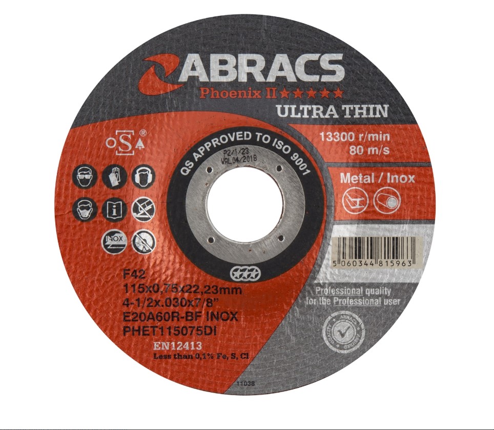 115mm x 0.75mm x 22mm DPC METAL CUTTING DISC PHOENIX ABRACS