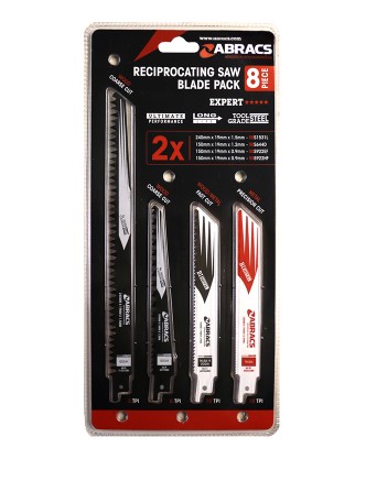 230mm & 150mm (9" & 6") RECIPROCATING SAW BLADE 8-PK ABRACS