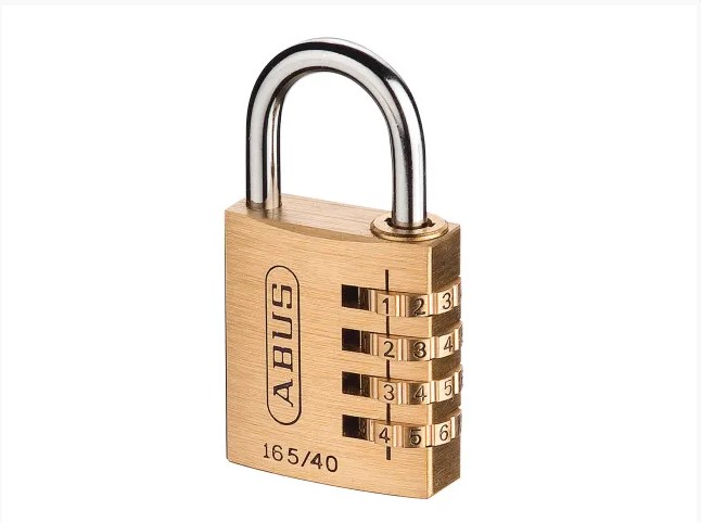 165/40 40mm Solid Brass Body Combination Padlock (4-Digit) Carded