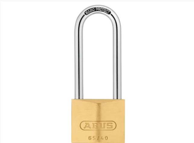 65/40mm Brass Padlock 63mm Long Shackle Carded