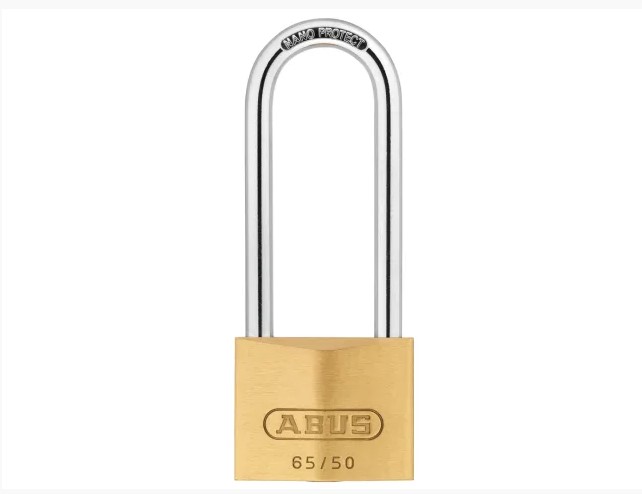 65/50mm Brass Padlock 80mm Long Shackle Carded