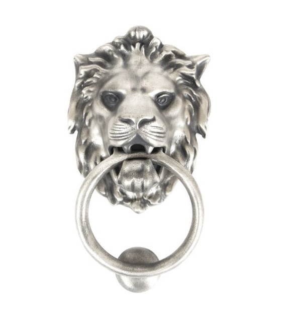 Antique Pewter Lion Head Door Knocker
