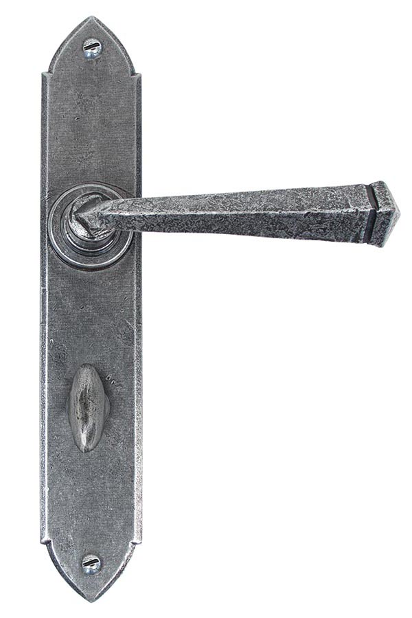 Pewter Gothic Lever Bathroom Set