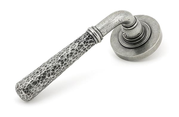 45655 - Pewter Hammered Newbury Lever on Rose Set (Plain)