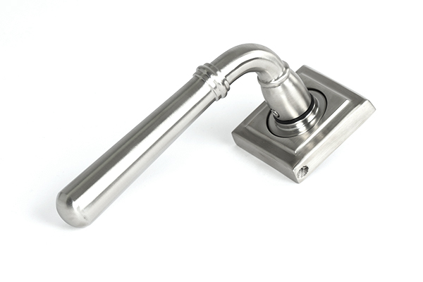 Satin Marine SS (316) Newbury Lever on Rose Set (Square) - Unsprung