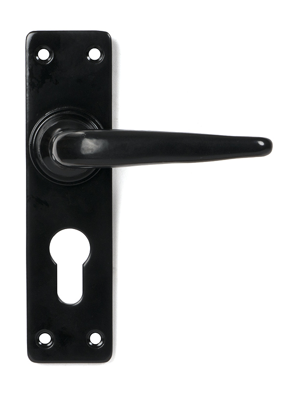 46577 - Black Smooth Lever Euro Lock Set