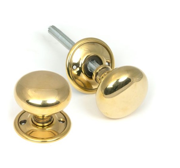 Aged Brass Mushroom Mortice/Rim Knob Set