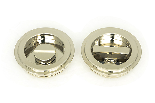 50164 - Polished Nickel 60mm Art Deco Round Pull - Privacy Set