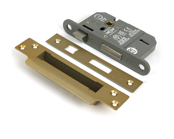 Satin Brass 2 1/2" 5 Lever BS Sash Lock KA