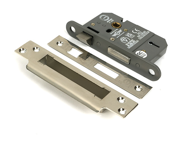 Polished Nickel 2 1/2" 5 Lever BS Sash Lock KA