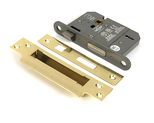 Polished Brass 3" 5 Lever BS Sash Lock KA