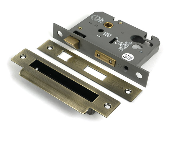 Aged Brass 2 1/2" Euro Profile Sash Lock