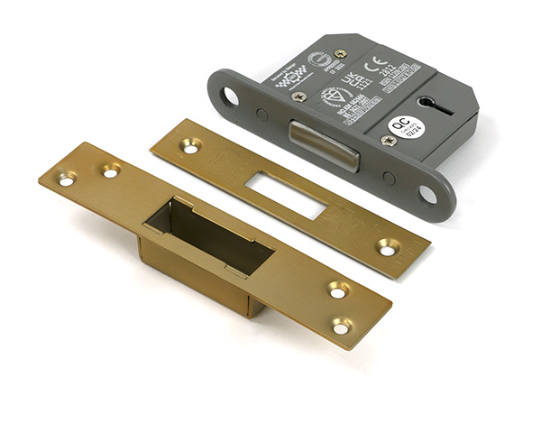 Satin Brass 2 1/2" 5 Lever BS Dead Lock KA