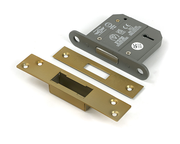 Satin Brass 3" 5 Lever BS Dead Lock KA