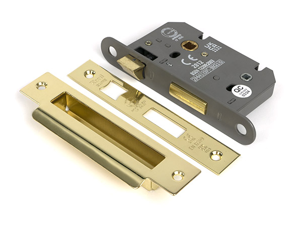 Polished Brass 2 1/2" Heavy Duty Bathroom Mortice Lock