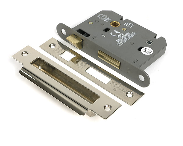 51793 - Polished Nickel 3" Heavy Duty Bathroom Mortice Lock