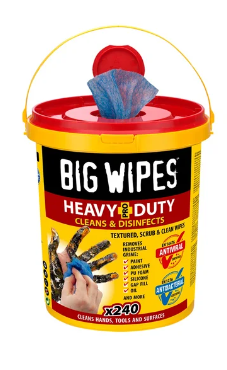 BIGWIPES RED TOP 4 X 4 HAND WIPES HEAVY DUTY TUB 240