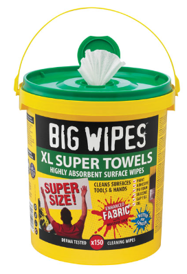BIGWIPES GREEN TOP 4 X 4 HAND WIPES HEAVY DUTY TUB 240