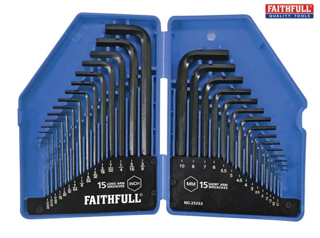 Metric/Imperial Hex Key Set, 30 Piece
