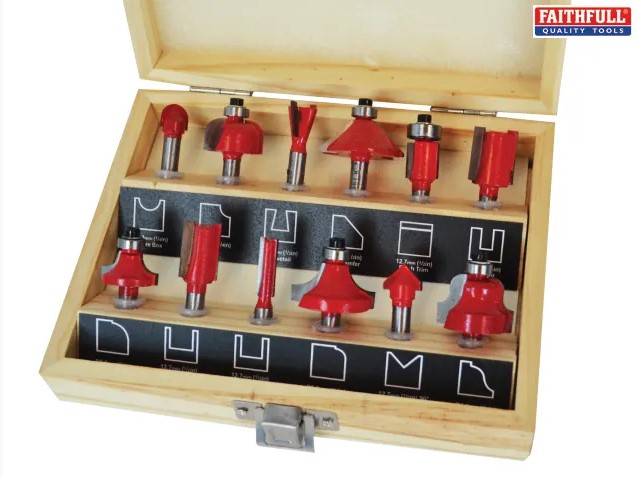1/4in TCT Router Bit Set, 12 Piece