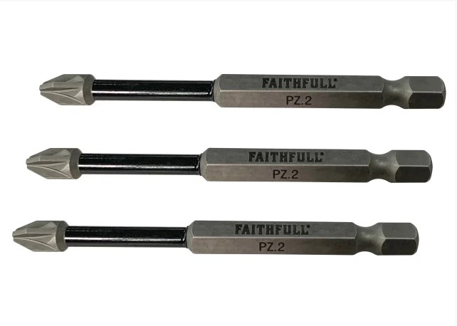Pozidriv Impact Screwdriver Bits PZ2 x 75mm (Pack 3)