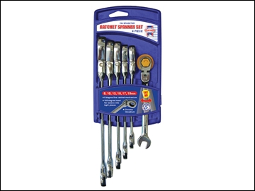 Ratchet Combination Spanner Flex Head Set, 6 Piece