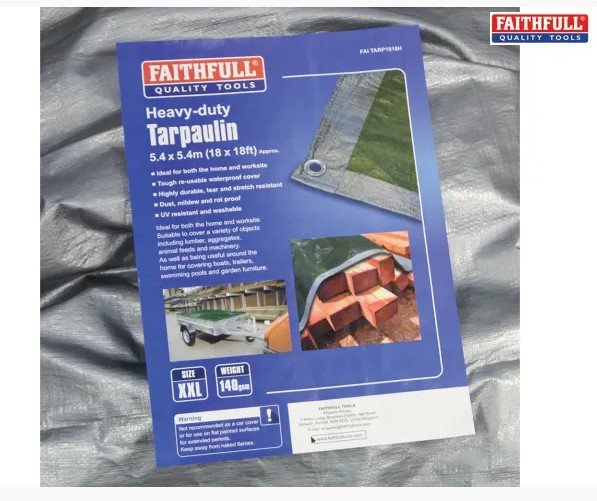 Tarpaulin Green/Silver 5.4 x 3.6m (18 x 12ft) 80gsm