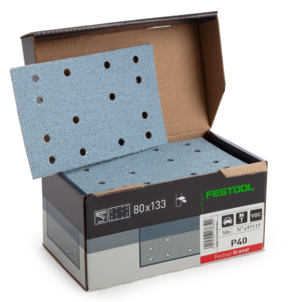 80mm x 133mm x 40G GRANAT SANDING PAD BOX-50 FESTOOL