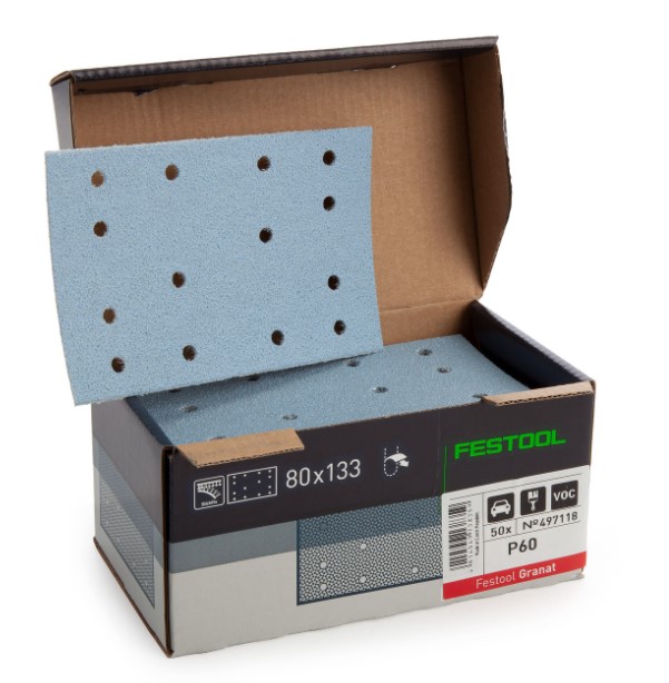 80mm x 133mm x 60G GRANAT SANDING PAD BOX-50 FESTOOL
