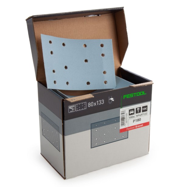 80mm x 133mm x 180G  GRANAT SANDING PAD BOX-100 FESTOOL