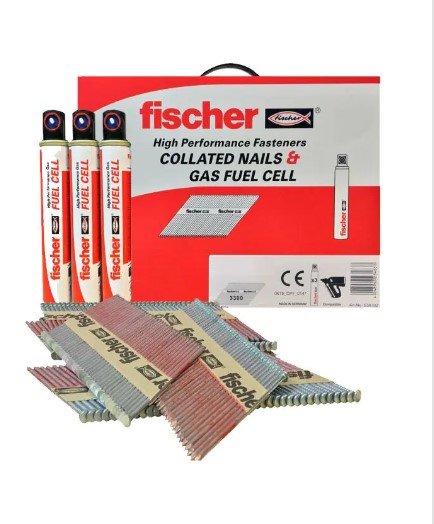 63mm x 2.8mm RING SHANK GALVANISED GUN NAILS 3300-PK WITH GAS