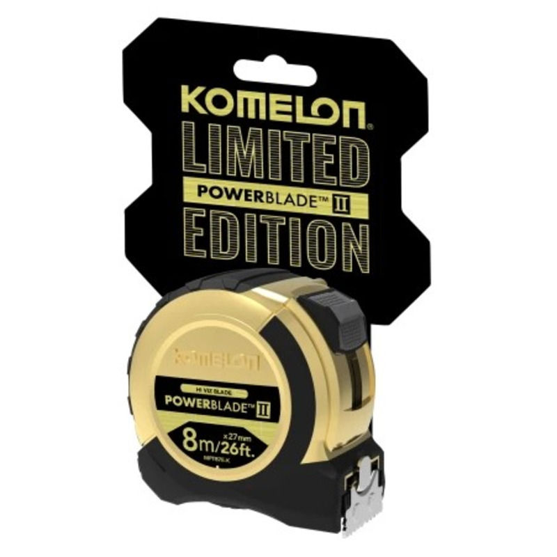 8m (26ft) TAPE MEASURE LIMITED EDITION GOLD POWERBLADE KOMELOM