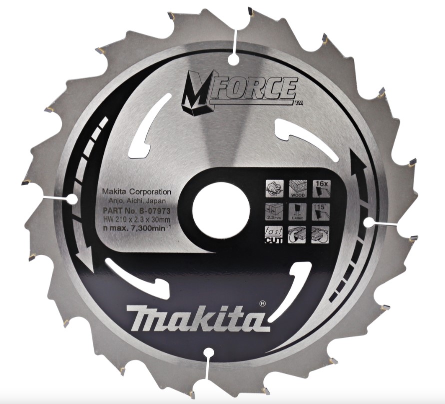 210mm x 16TH x 30mm BORE TCT SAW BLADE MFORCE FAST CUT WOOD MAKITA