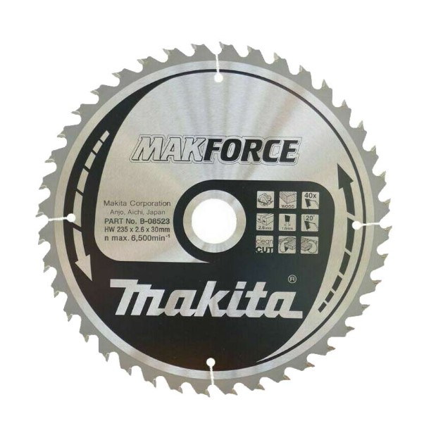 235mm x 40TH x 30mm BORE TCT SAW BLADE MAKFORCE CLEAN CUT WOOD MAKITA