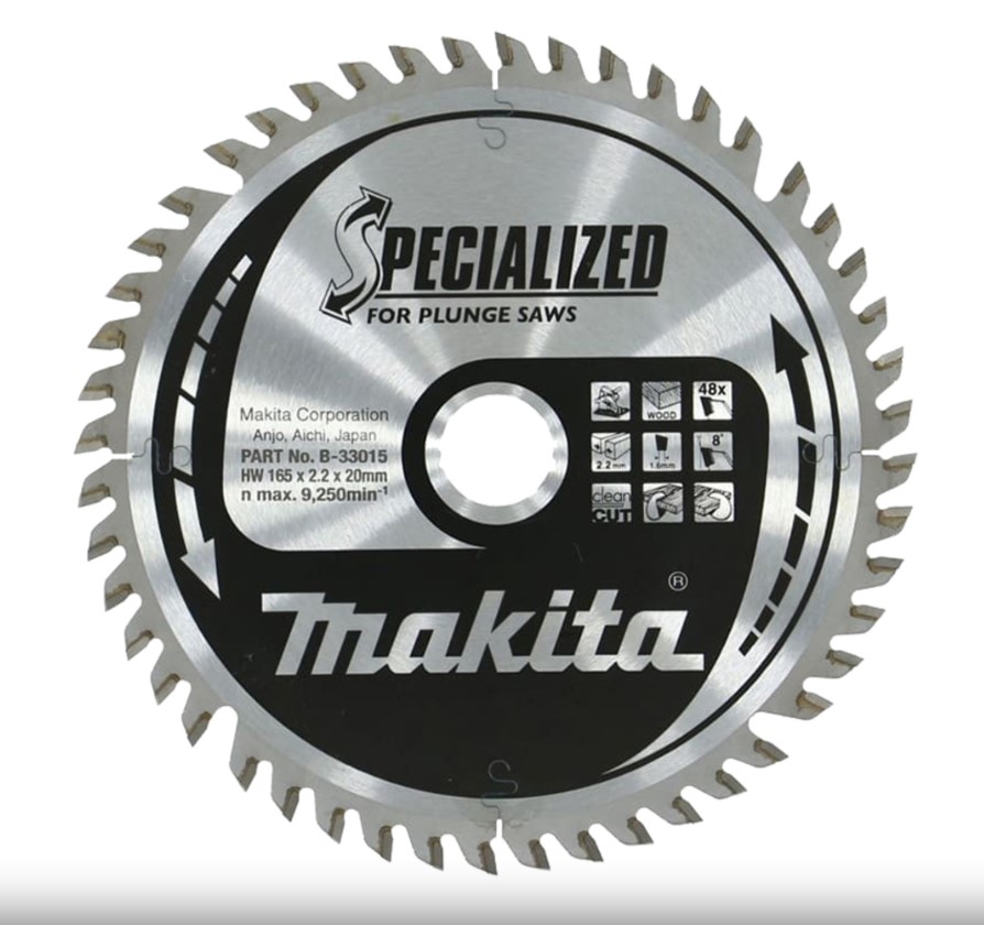 165mm x 48TH x 20mm BORE TCT SAW BLADE SPECIALIZED PLUNGE SAW WOOD MAKITA