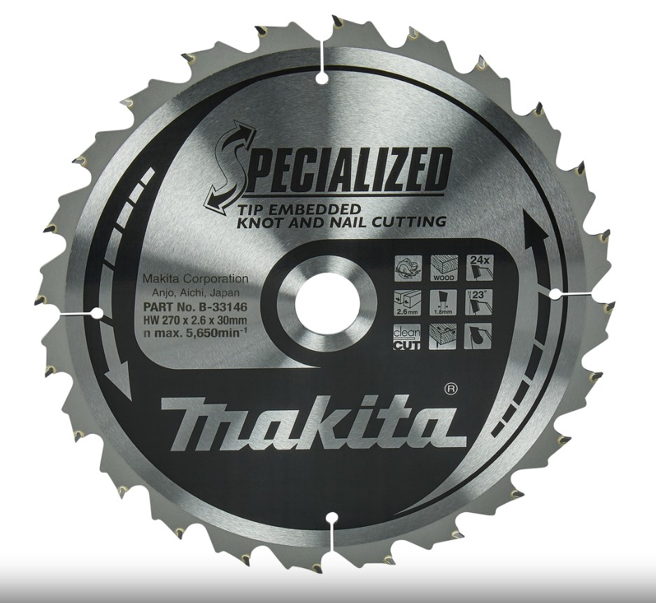 270mm x 24TH x 30mm BORE TCT SAW BLADE WOOD MAKITA