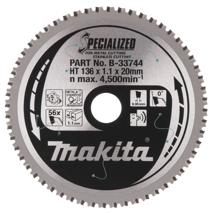 136mm x 56TH x 20mm BORE TCT SAW BLADE SPECIALIZED METAL MAKITA