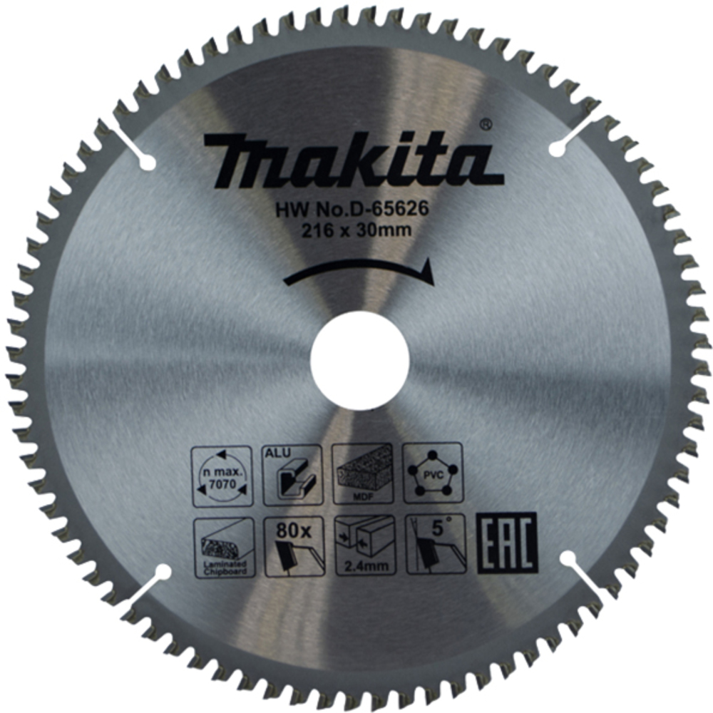 216mm x 80TH x 30mm BORE TCT SAW BLADE MAKITA