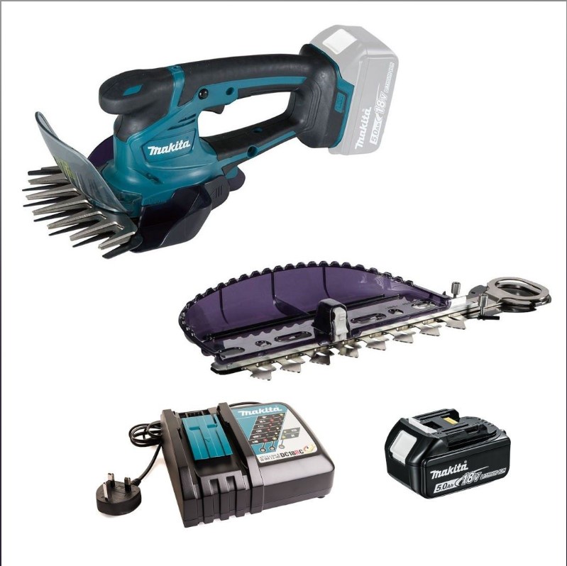 DUM604RTX GRASS SHEARS HEDGE TRIMMER 18V KIT C/W 1 X 5.0AH BATTERY MAKITA