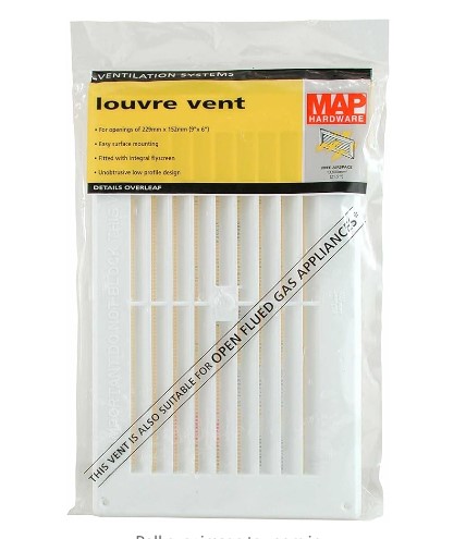 9" x 6" LOUVRE FLUSH FITTING VENT WHITE