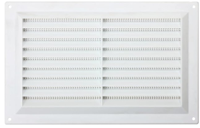 9" x 6" LOUVRE FLUSH FITTING VENT WHITE