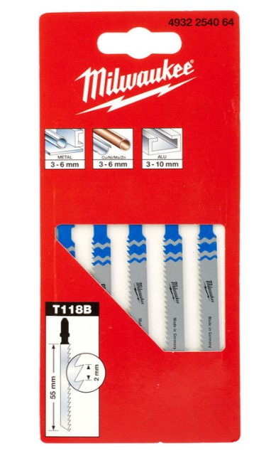55mm (2 1/4") T118B JIGSAW BLADE 5-PK  MILWAUKEE