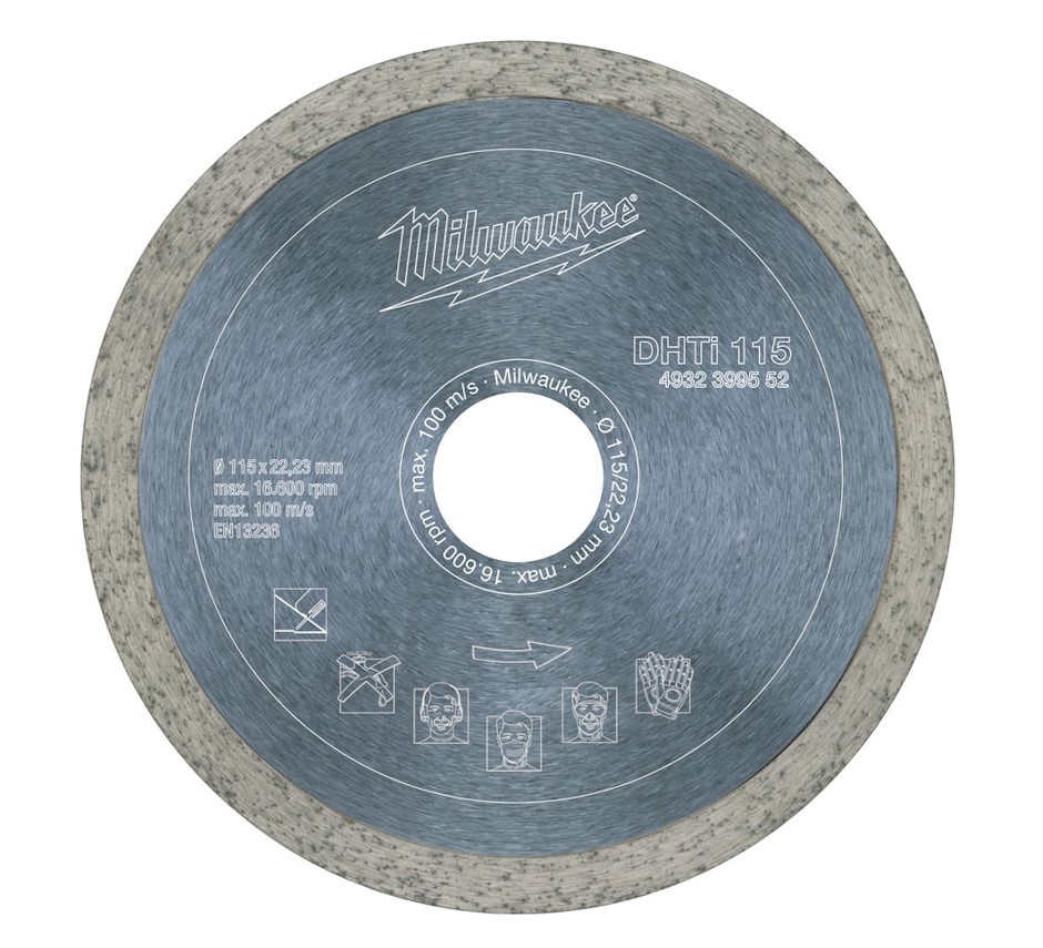 115mm (41/2")x 22 BORE  DHTI CONTINOUS RIM DIAMOND BLADE MILWAUKEE