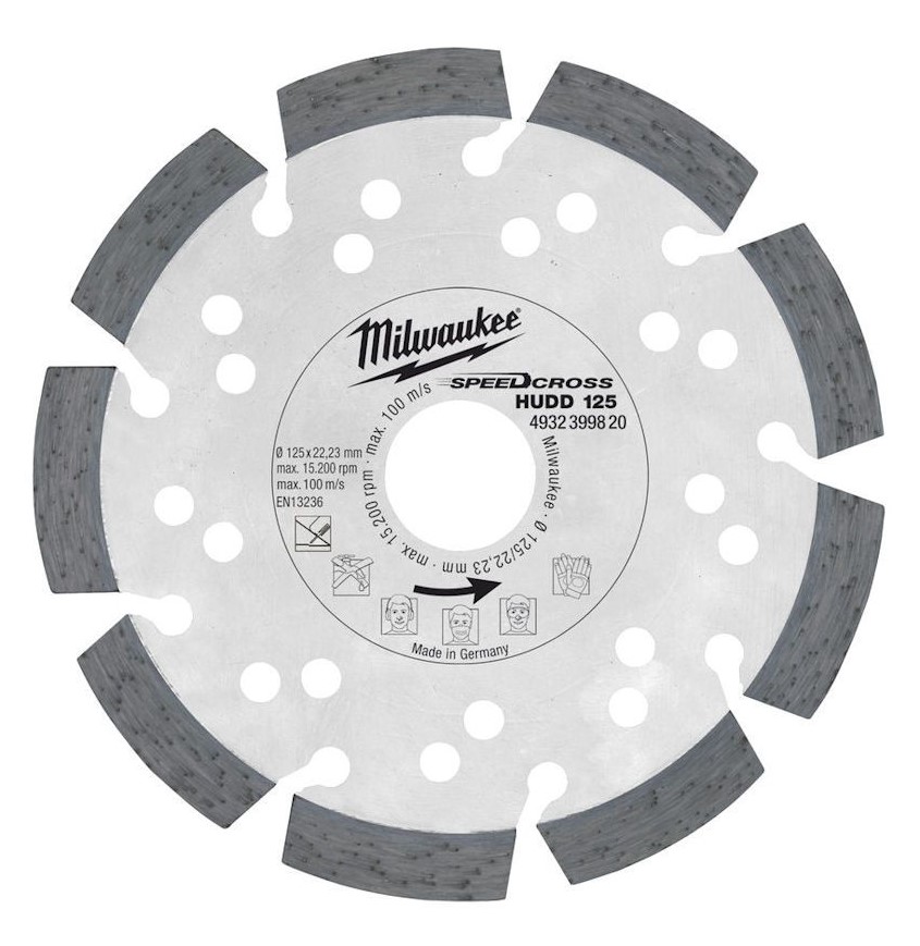 SPEEDCROSS HUDD DIAMOND BLADE 125MM HARD UNIVERSAL DIAMOND DISC 22.23 BORE MILWAUKEE