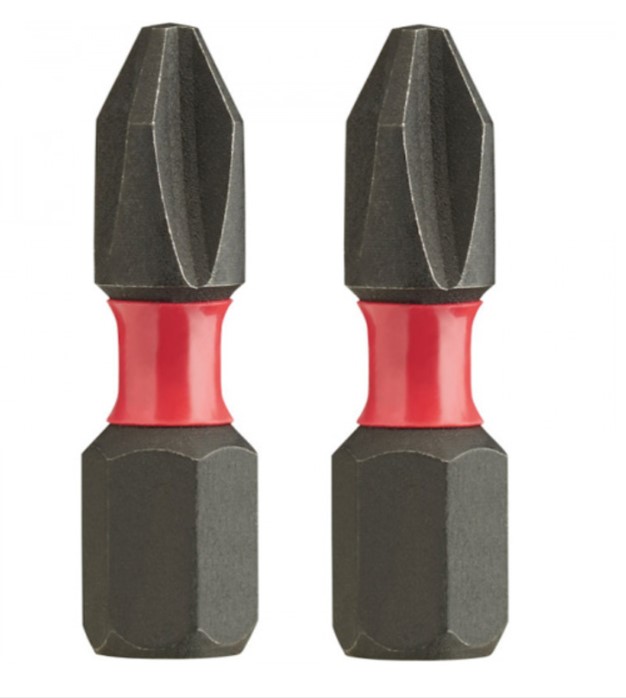 PH-2 x 25mm SCREWDRIVER SHOCKWAVE BITS 2-PCE  MILWAUKEE
